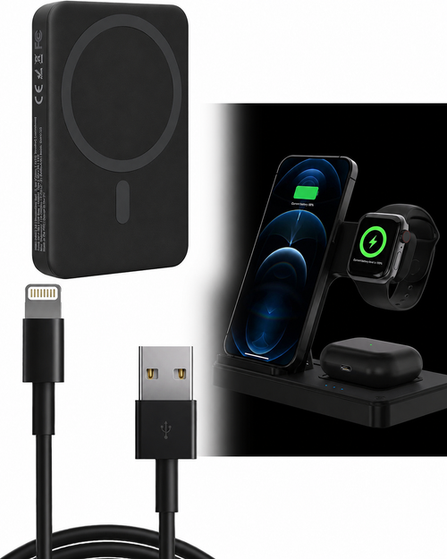 Pack charge magnétique 3en1 compatible iPhone appelle Watch et AirPods chargeur sans fil +cable usb